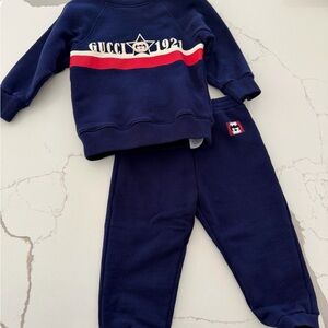 Authentic Gucci Baby 1921 Star Logo Sweatshirt & Jogger Set Navy 12–18M Toddler